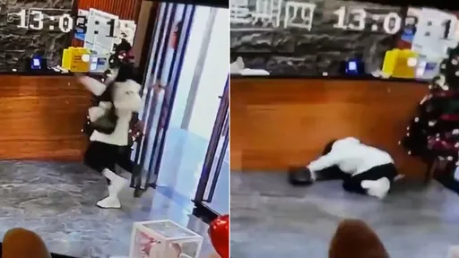 影片|女客腳滑「跪磕櫃檯」慘摔 服務生這樣禮尚往來笑噴網友