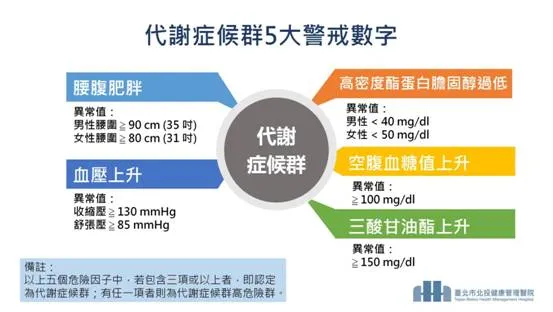5項只要符合3項(含)以上就是有代謝症候群。北投健康管理醫院提供