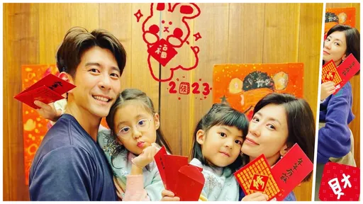 賈靜雯大年初一抓了滿手財 曬全家福賀歲「數錢數到兔」