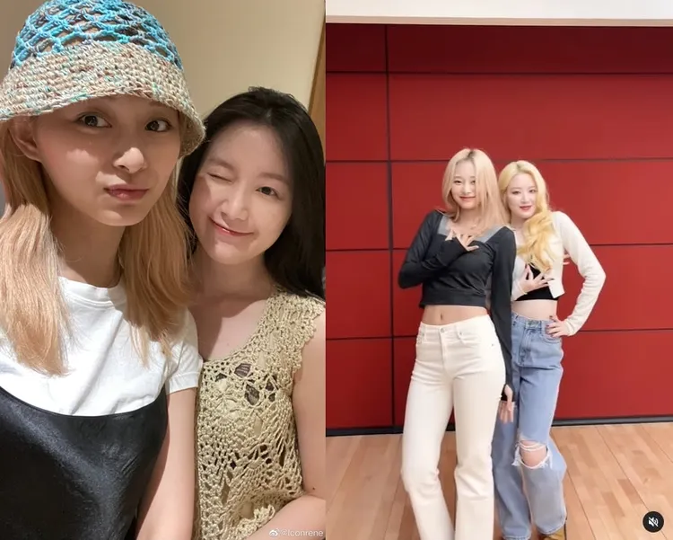 子瑜（左圖左）和舒華感情好，還合體跳《Nxde》的舞蹈挑戰。翻攝推特