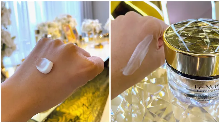 雅詩蘭黛白金級黑鑽松露塑顏奇蹟霜質地。張家玲攝