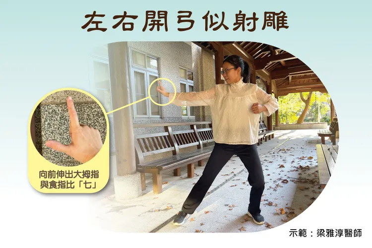 左右開弓似射雕。台中慈濟醫院提供