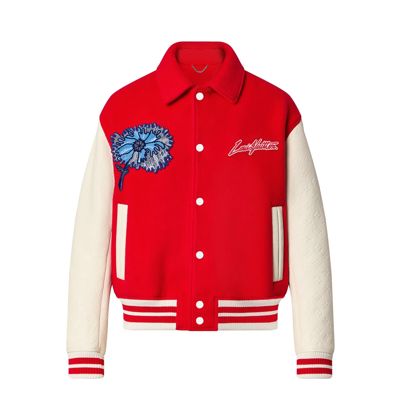 LV X 草間彌生Psychedelic Flower迷幻花朵刺繡圖案棒球外套，20萬9000元。品牌提供