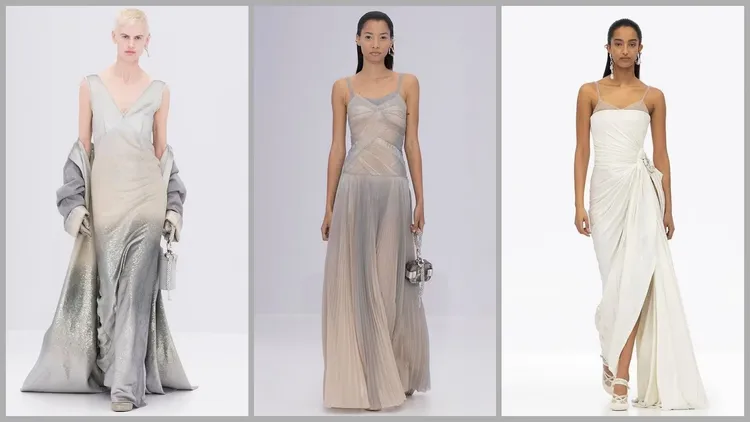 FENDI 2023春夏高訂系列將女性內衣剪裁結合優雅禮服線條，創造凸顯女性輕盈優美體態的晚裝風華。翻攝品牌官網