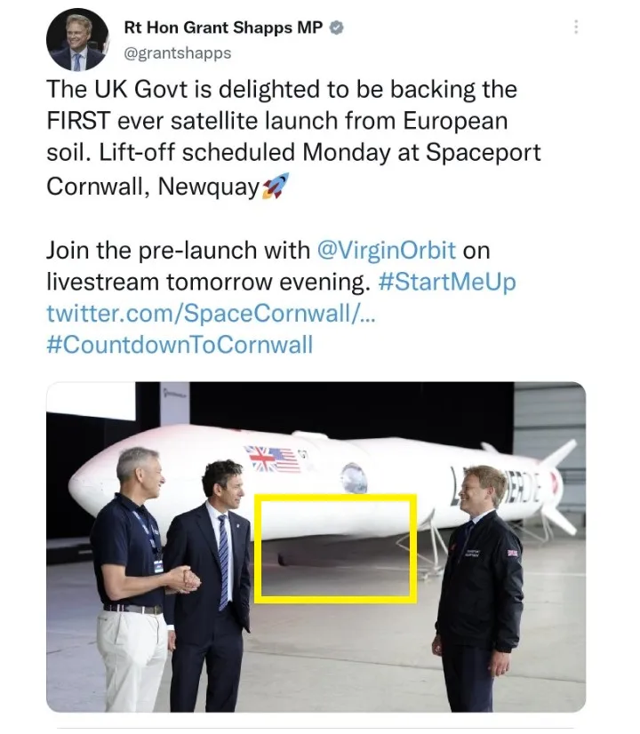 英國商務大臣夏普斯的推文照片，將時任英國首相強生的畫面P掉，被抓包後將推文下架，不過已被英國網友截圖存證。翻攝twitter@ Grant Shapps