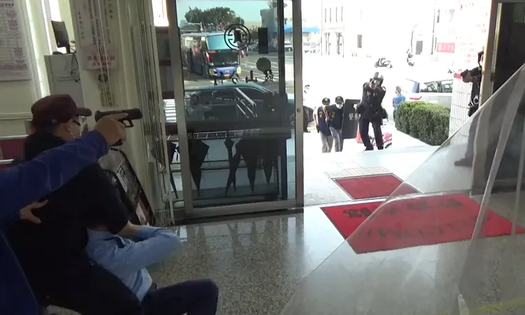 年關將近，高雄鼓山分局進行防搶演練。讀者提供