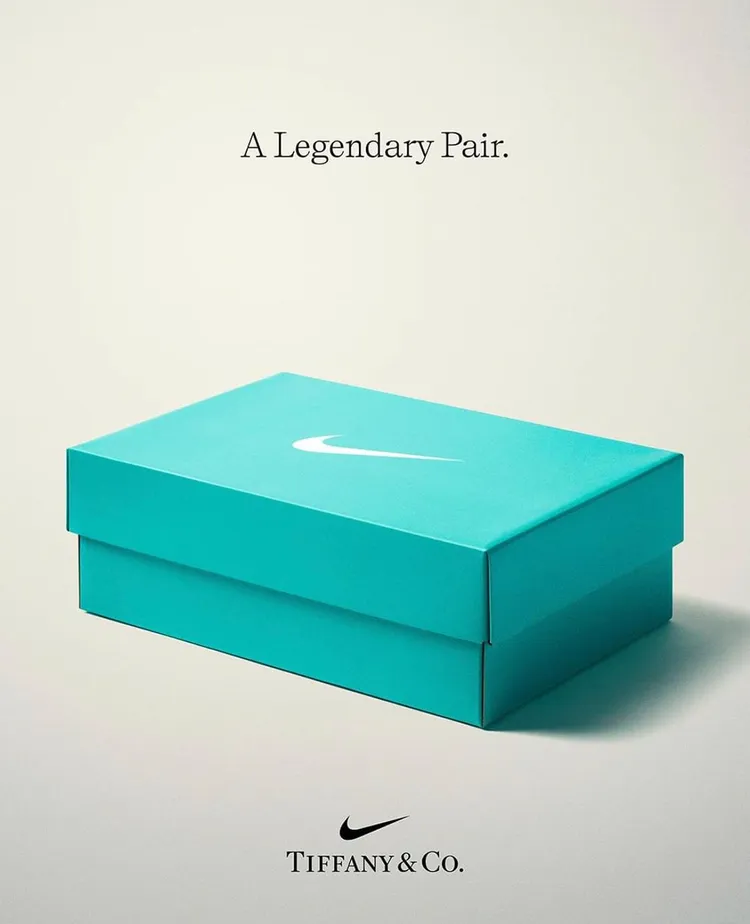 TIFFANY & Co.與NIKE同步在其官方IG宣布聯名消息，以鞋盒照片和貼文「A Legendary Pair」，揭露聯名作品是鞋款。翻攝tiffanyandco IG