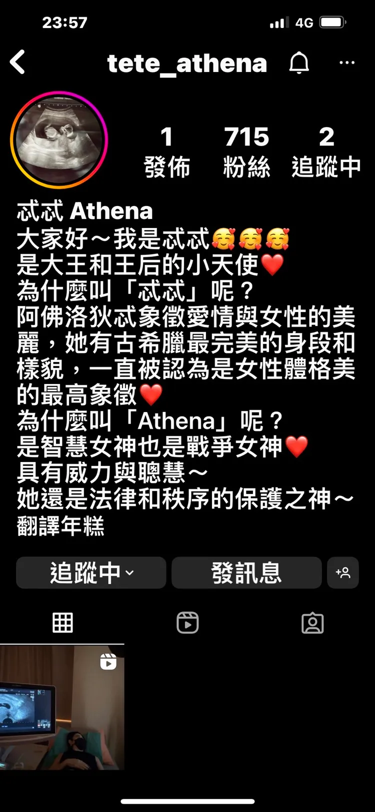 許維恩已為女兒忒忒設IG。翻攝忒忒IG