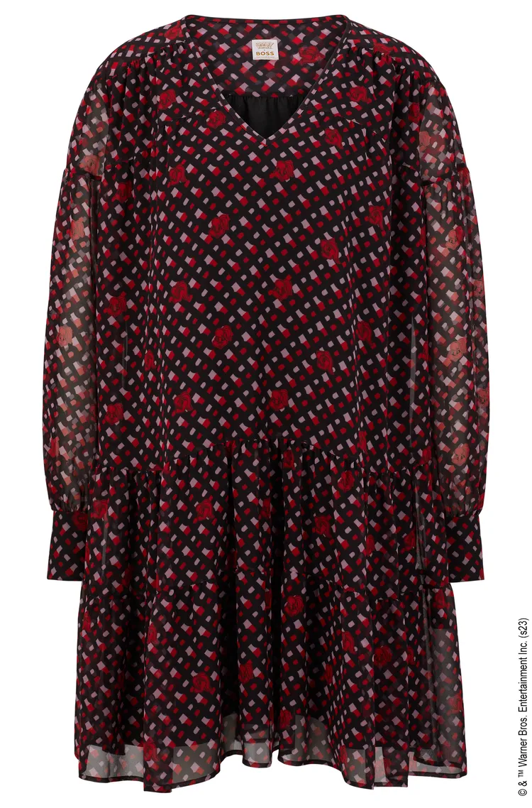 Looney Tunes x BOSS農曆新年聯名系列印花雪紡洋裝，8900元。品牌提供