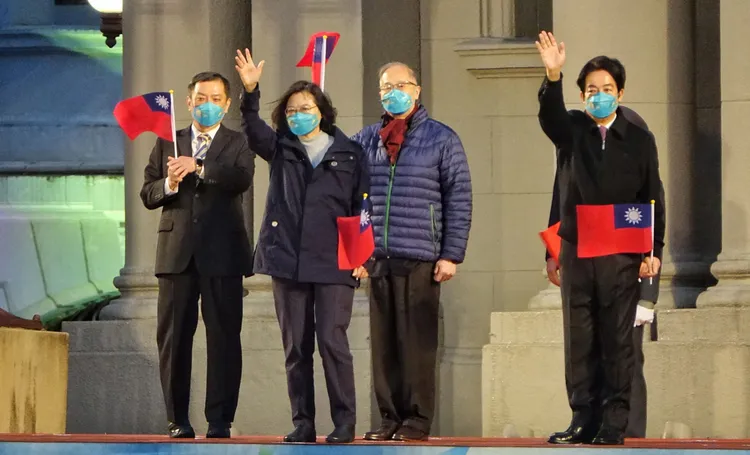 總統蔡英文、副總統賴清德出席元旦升旗典禮。莊宗達攝