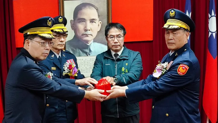 廖宗山正式接任臺南市警察局長。翻攝畫面