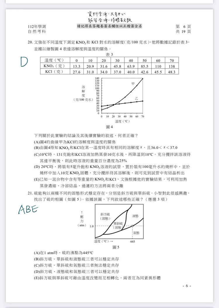 補教搶先公布自然解答。得勝者文教提供