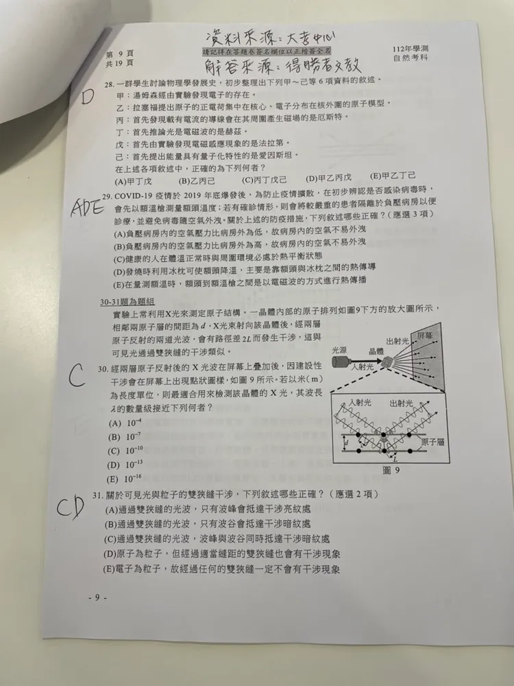 補教搶先公布自然解答。得勝者文教提供