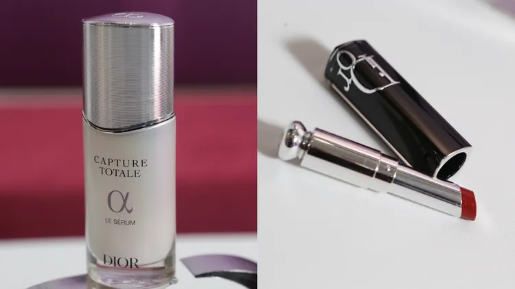 逆時能量精華升級版（左圖，30ml／3950元、50ml／5500元）和癮誘唇膏#Dior8（右圖，1450元）。朱世閎攝