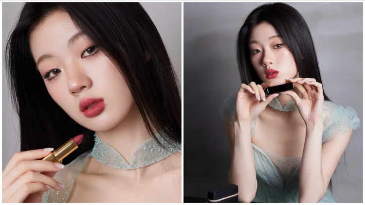 中國選秀歌手單依純日前登上春晚，搽上香奈兒超炫耀的絲絨唇膏#63必要。翻攝單依純微博