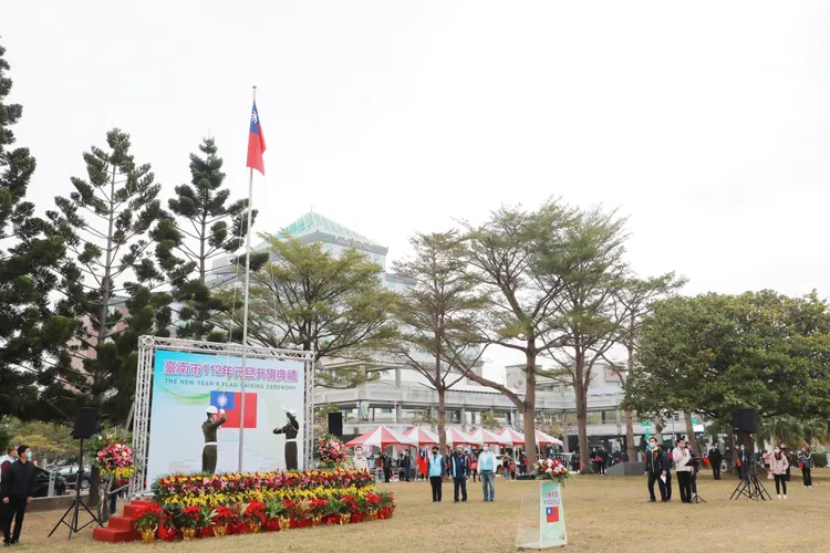 台南連辦2場元旦升旗典禮，氣氛莊嚴。市府提供