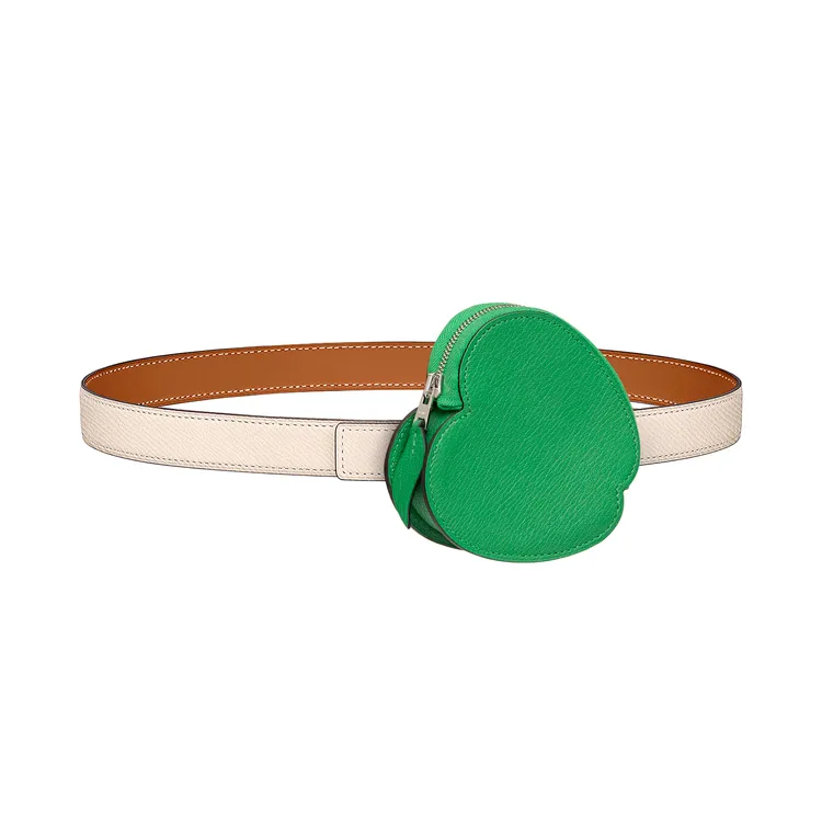 Chamkila山羊皮、Swift小牛皮與Epsom小牛皮拼接腰帶，5萬9700元。品牌提供