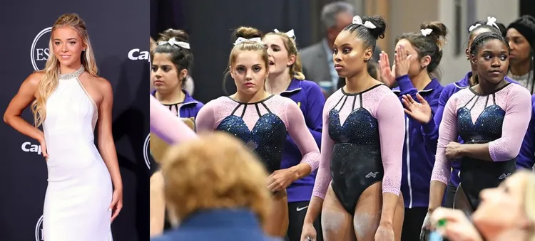 莉薇（左）的隊友（右，翻攝WAFB-TV）遭到瘋狂少男粉絲的言語霸凌，嫌棄她們有如村姑，顏質與實力都不如莉薇，會拖累「我的莉薇」。合成畫面