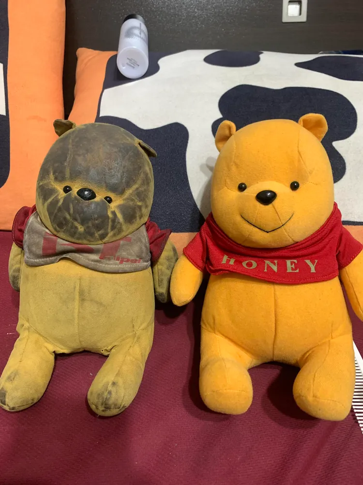 左邊的維尼黑到連笑容都不見了。翻攝自「爆廢公社二館」