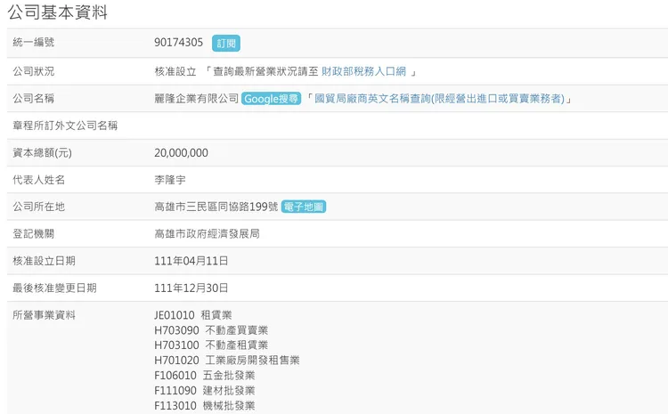 麗景酒店買方登記內容