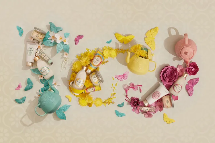 SABON常態的白茶香與玫瑰茶語香氣，與新登場的茗金合歡，組成了品牌的茶語時光系列。品牌提供