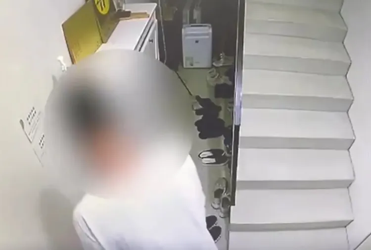 許男深夜闖入旅館。翻攝畫面