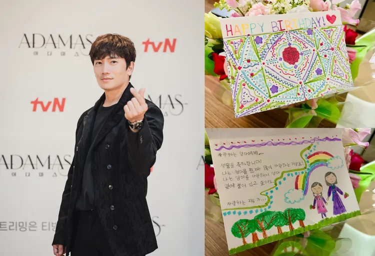 池晟（左圖）在IG貼出女兒寫給李寶英的生日卡片，甜翻網友。翻攝SURPAS娛樂、池晟IG