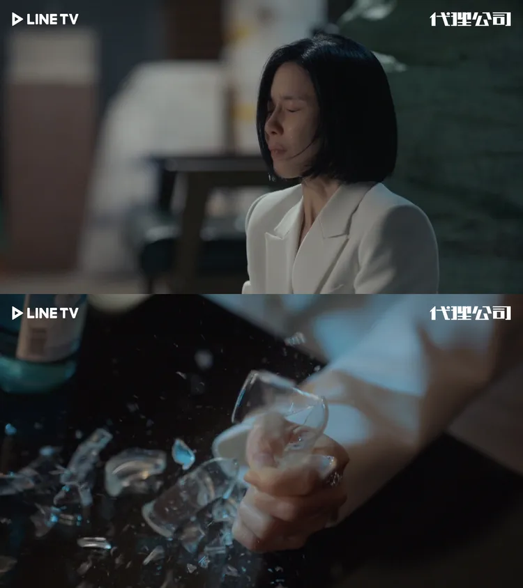 李寶英劇中得知自己被設局，氣得捏爆玻璃杯。LINE TV提供