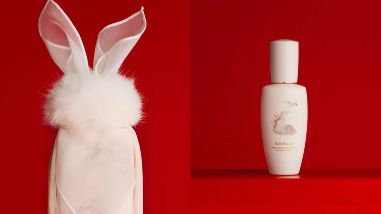 雪花秀推出僅在頂級保養護膚會獨家販售的珍藏版潤燥精華，搭配的韓布包裝如同可愛兔寶寶。品牌提供