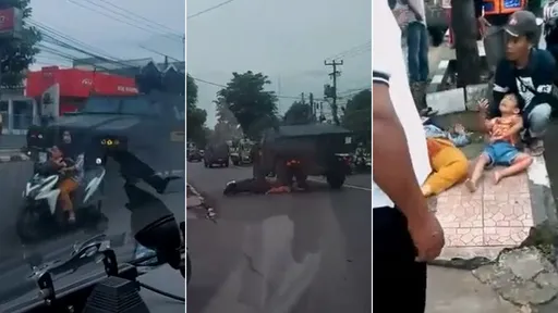 驚悚影片｜按喇叭不閃！軍車推撞女騎士把她輾死了