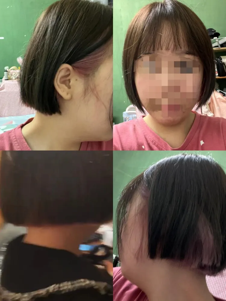 原PO沒想到她要的一刀切髮型，結果成了馬桶蓋。翻攝爆料公社