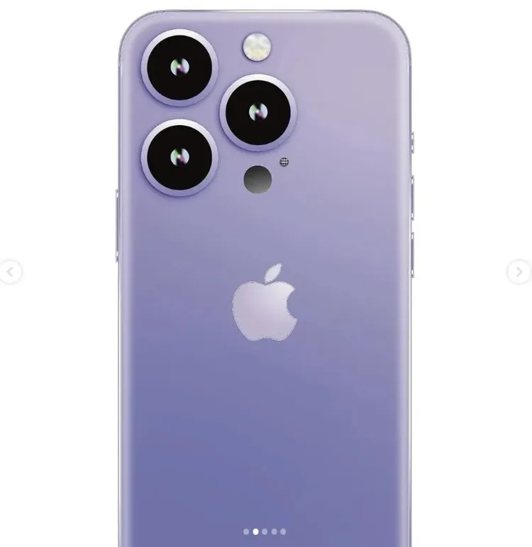 iPhone 15 Pro外觀變化大，機身變圓潤，沒有背面3個鏡頭矩形凸起，並新增紫色。翻攝appletechig