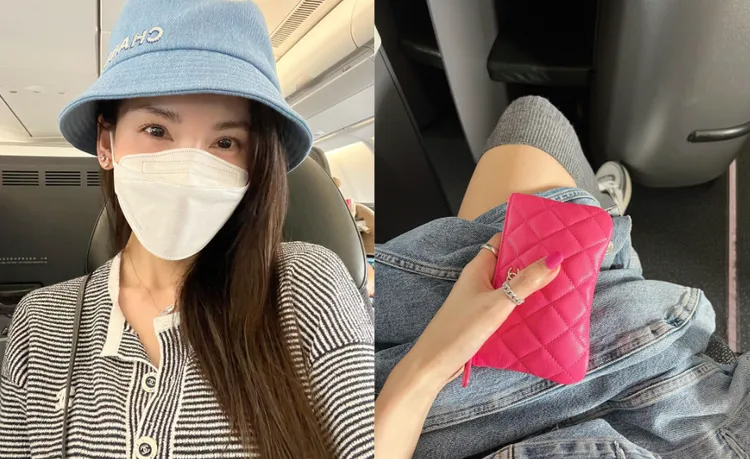 陳若儀機上穿搭，以香奈兒做為搭配重點。翻攝陳若儀IG