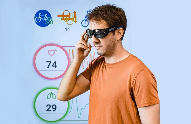 工研院以創新低功耗雷達傳感技術，開發「智感心運動眼鏡」。工研院提供