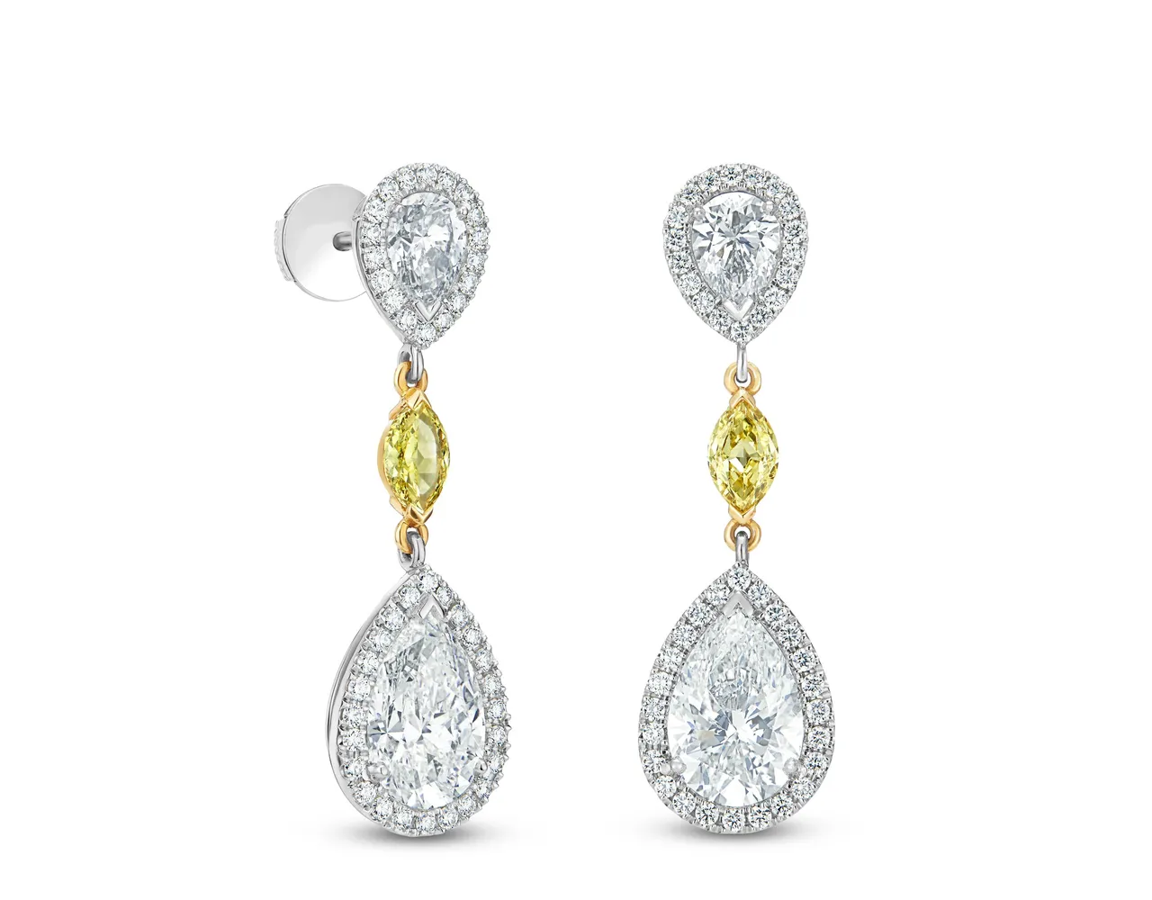 Aura高級珠寶梨形鑽石耳環,約218萬5000元。品牌提供