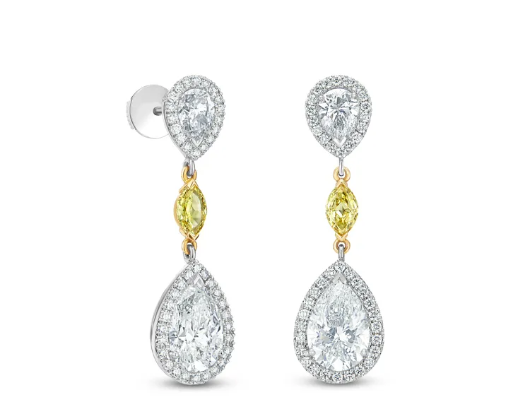 Aura高級珠寶梨形鑽石耳環，約218萬5000元。品牌提供
