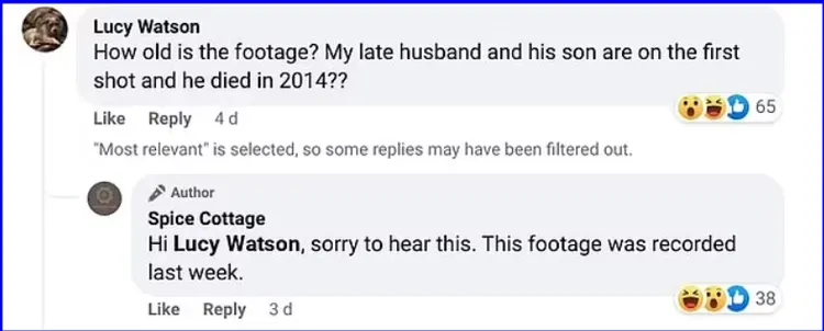 華森在該間餐廳的臉書留言詢問影片何時拍攝，店家回覆是上周錄影。翻攝臉書