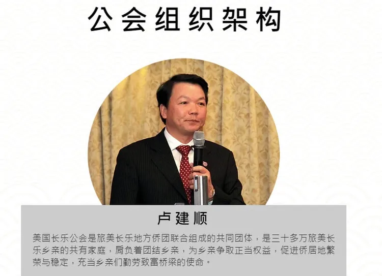 美國長樂公會主席盧建順。（圖取自美國長樂公會網頁americachangle.com）