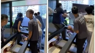 驚險片|高雄美術館豪宅500公斤木桌從天降 人行道破大洞!屋主、搬家業者恐挨罰