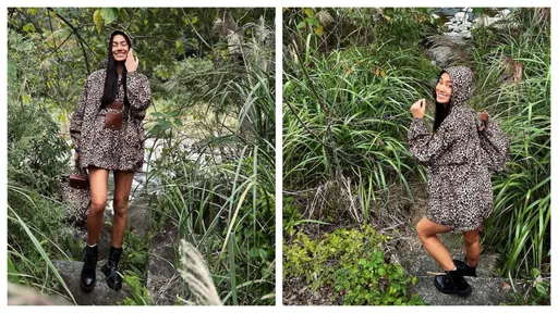 王麗雅長腿穿梭山野完全「豹女郎」 甜笑示範「有層次的開心」