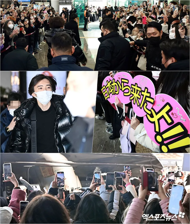 道枝駿佑昨天從金浦機場入境韓國，吸引大批粉絲接機。翻攝日刊體育