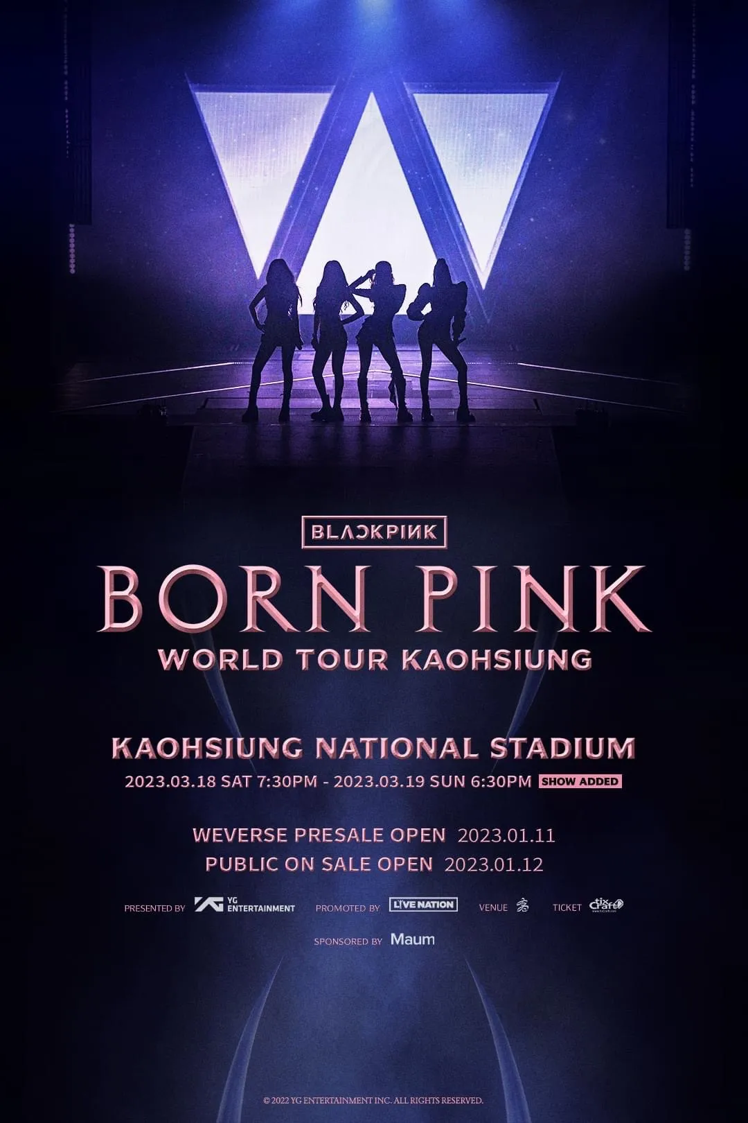 BLACKPINK宣布加場。Live Nation Taiwan