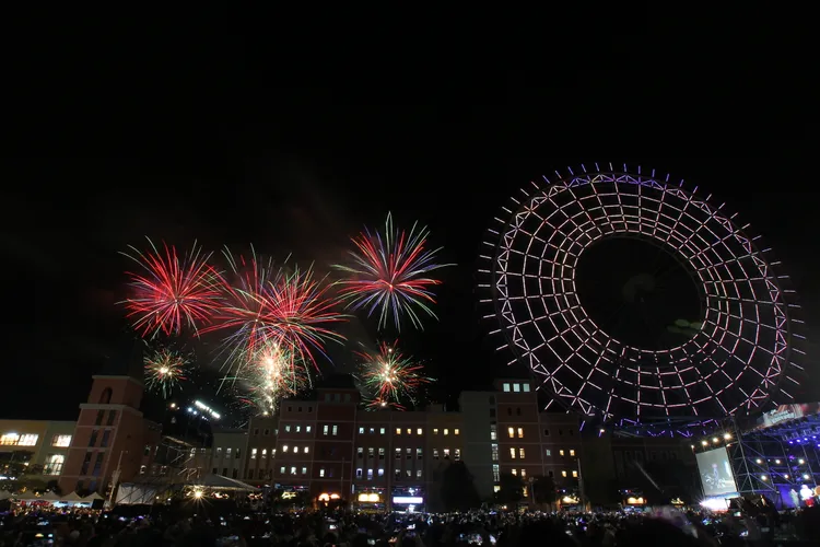 迎接2023麗寶煙火秀。張喆喜攝