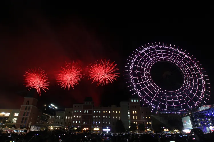 迎接2023麗寶煙火秀。張喆喜攝