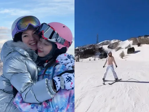 曾馨瑩帶3娃飛日本過年　8歲愛女QQ滑雪初體驗萌翻
