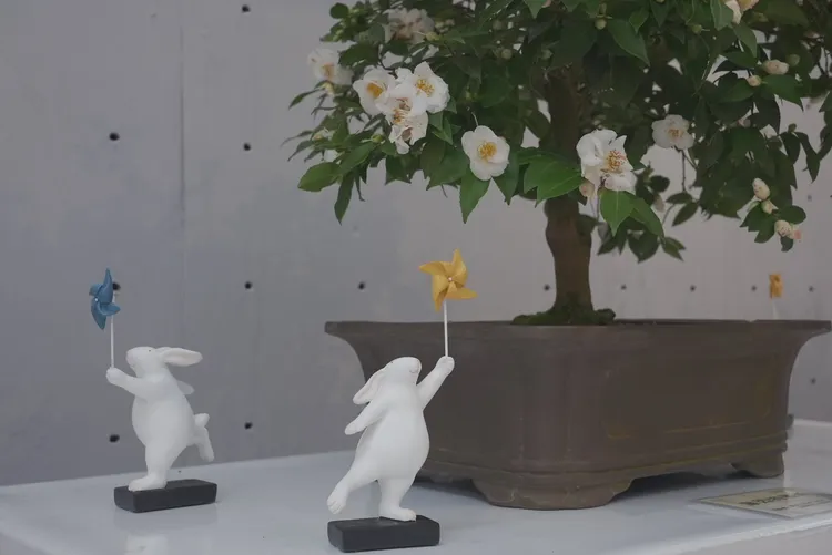 迎接兔年，也有許多可愛的兔子裝飾。黃盈甄攝