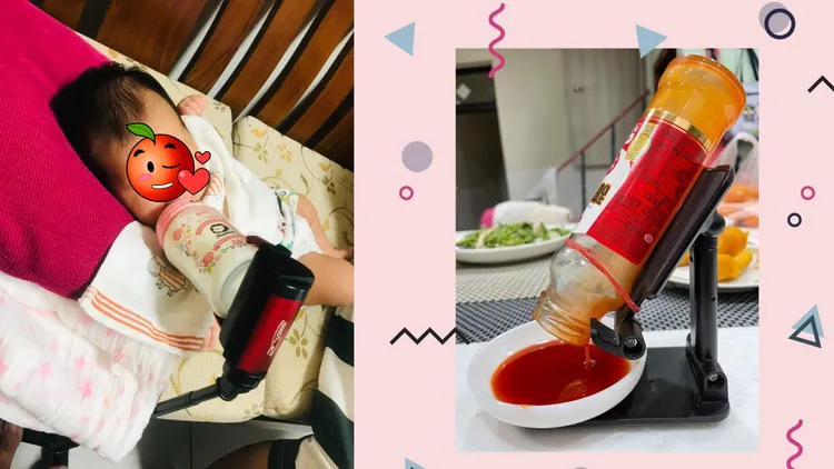 還有人加碼貼出，另一款手機架也能當餵奶神器