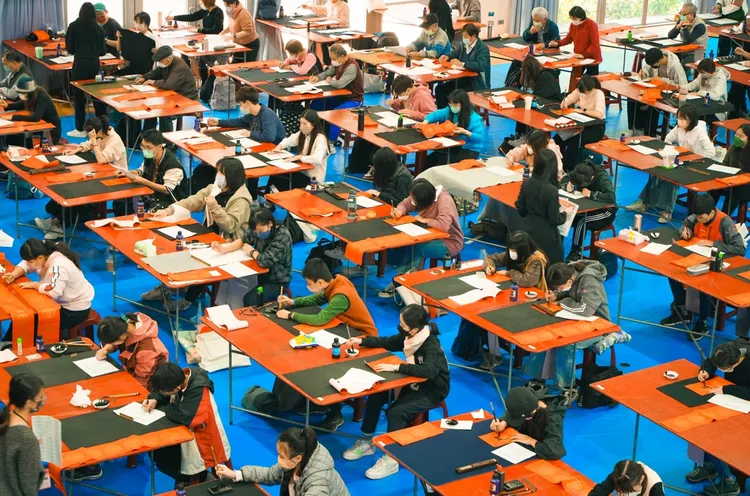 「第17屆桃園全國春聯書法比賽」決賽會場。桃園市立美術館提供