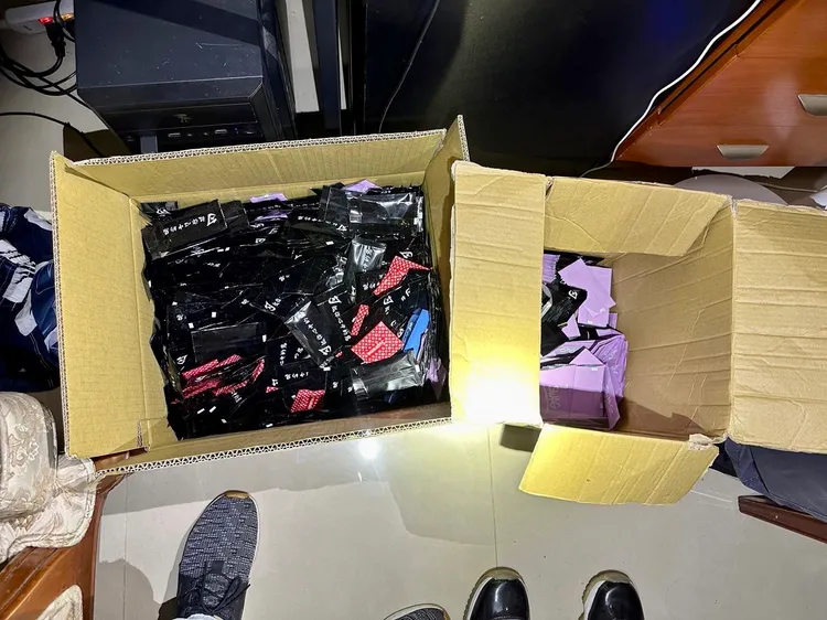 警方起初1507包毒咖啡包。海山警分局提供