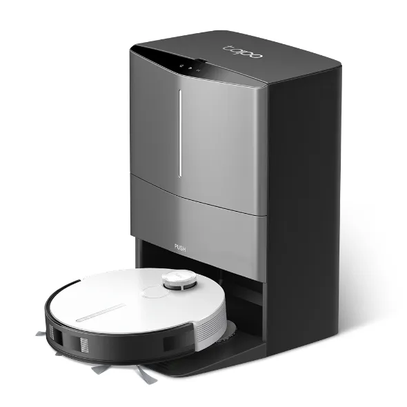 Tapo RV70 OMNI搭配全方位基座，可自動集塵補水洗拖布。取自官網